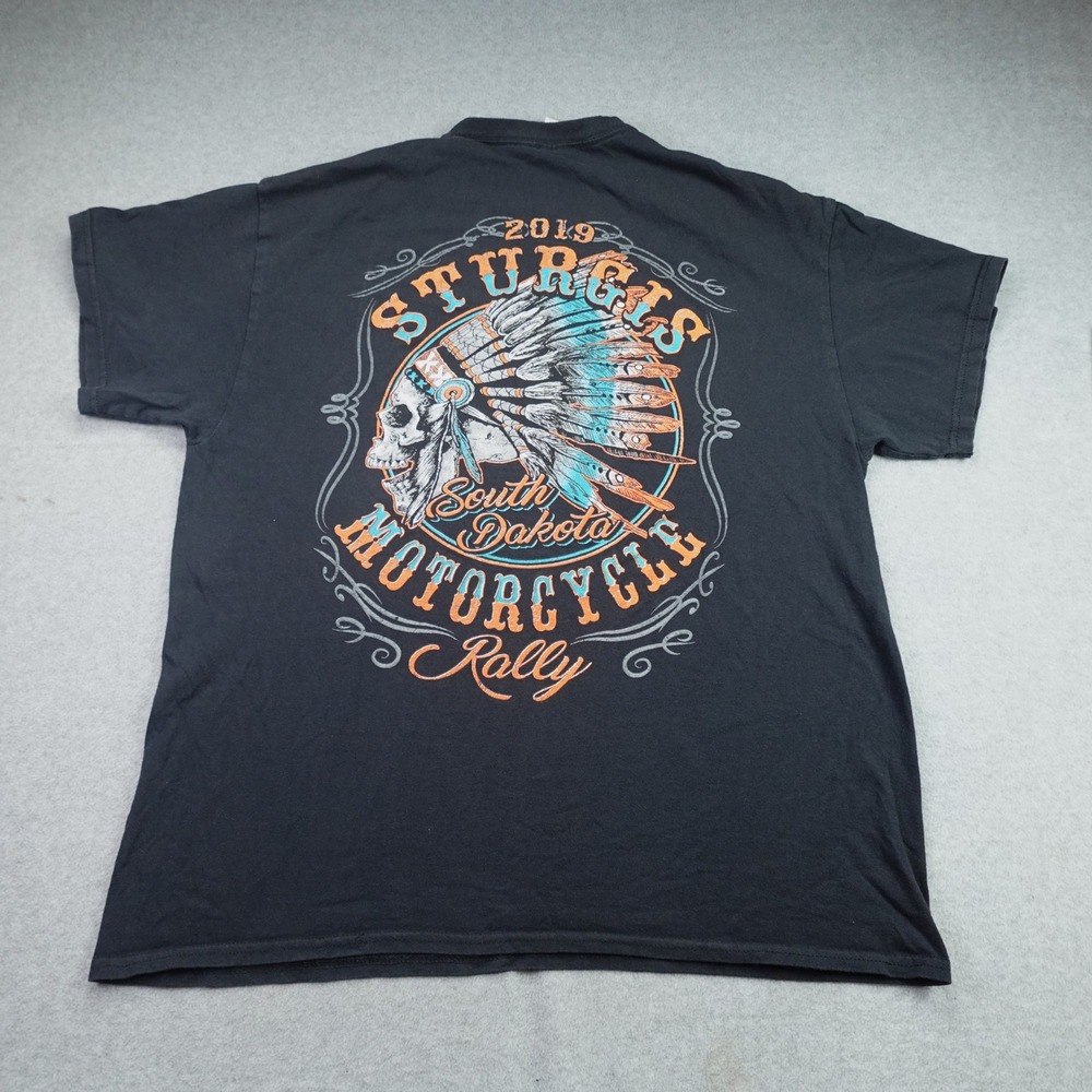 Sturgis T-Shirt Mens XL Black Graphic Short Sleeve 2019 Rally Biker Tee Gildan